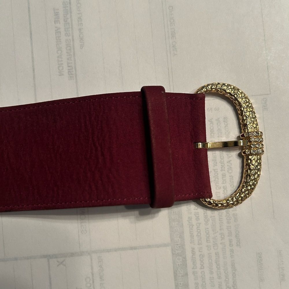 Vintage Christian Dior Burgundy Leather/Suede Belt(Size 70) - Picture 9 of 11